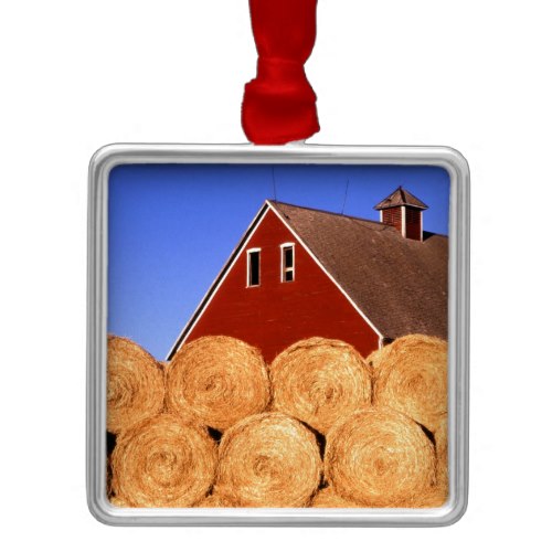 Red Barn Hay Bales Ornament