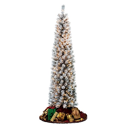 Flocked Pencil Slim Christmas Tree 7ft
