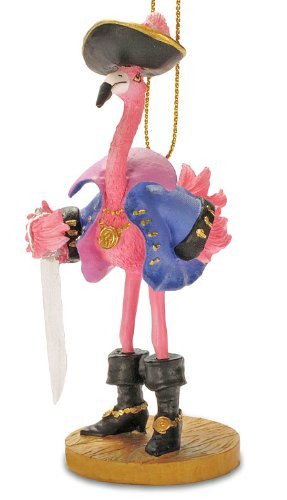 Tropical Pirate Girl Pink Flamingo Christmas Ornament