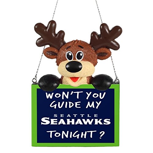 NFL Reindeer With Sign Ornament Seattle Seahawks