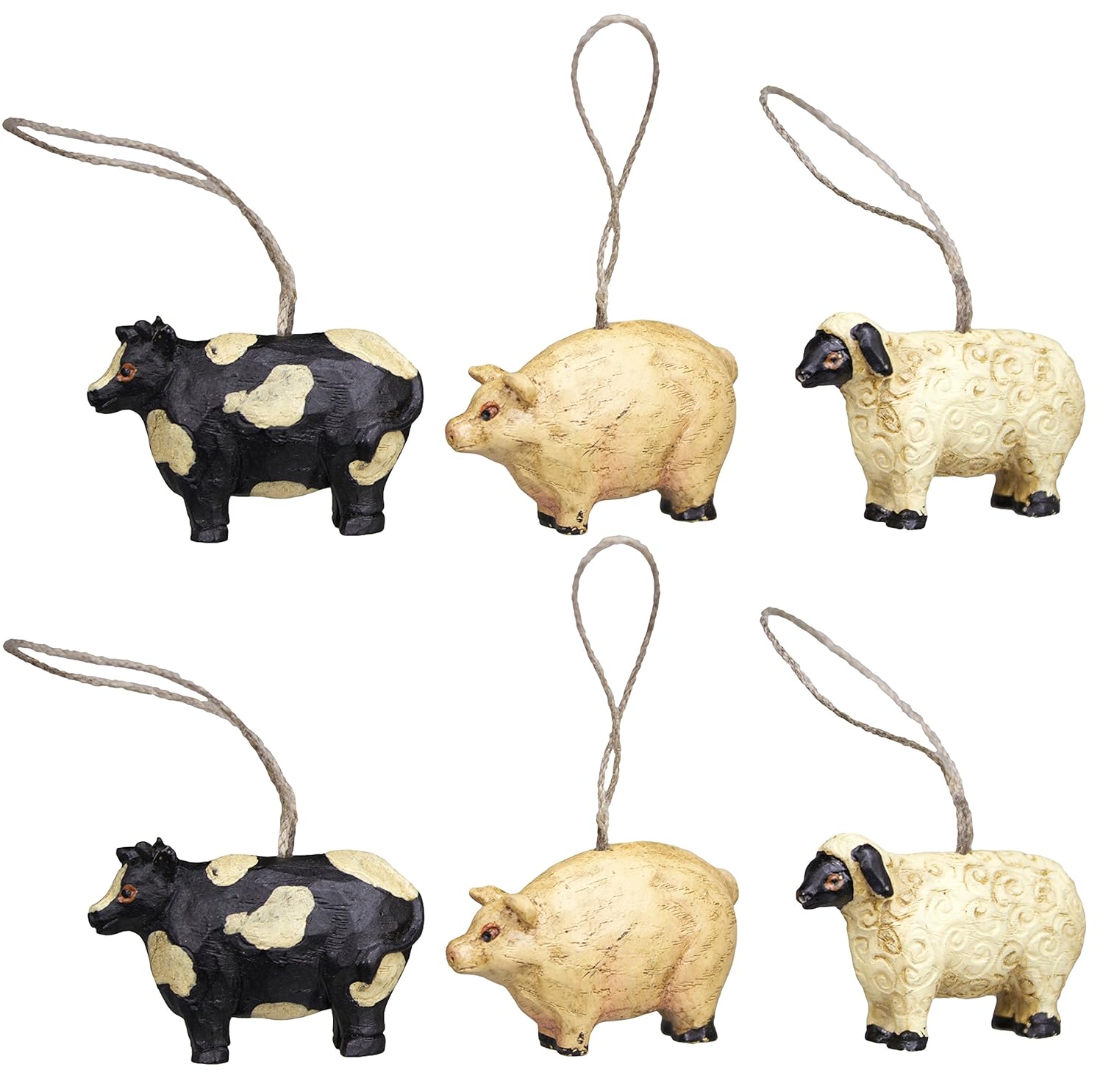 Mini Farm Animal Ornaments Set/6